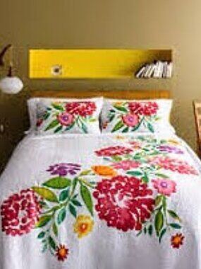 Retro 100% Cotton Floral Quilt Full/Queen w/Pillow Cases